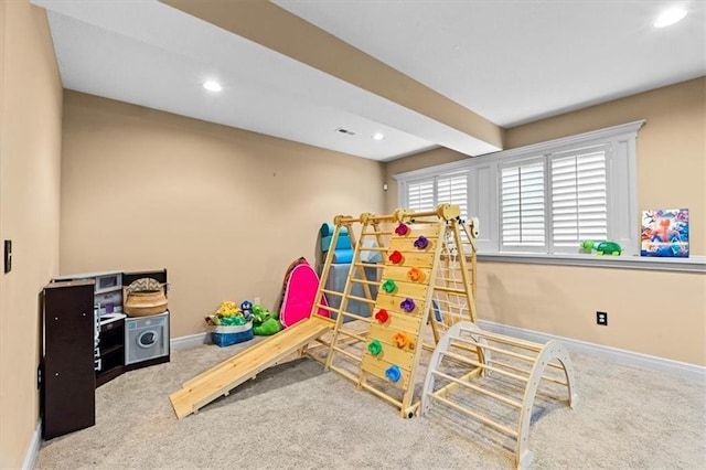 16249 Stearns St, Overland Park, KS 66221 - rec room featuring carpet, recessed lighting, and baseboards