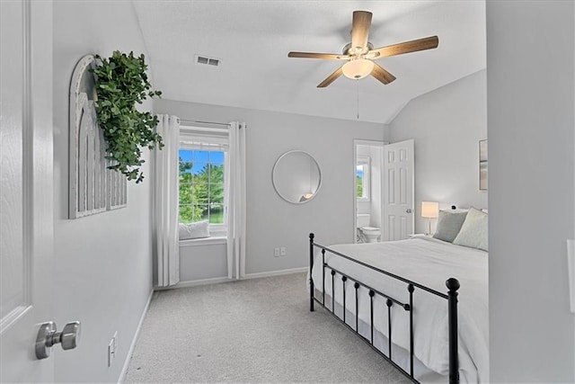 19600 W 98th St, Lenexa, KS 66220 - carpeted bedroom with baseboards, vaulted ceiling, and a ceiling fan