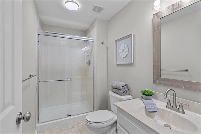 19600 W 98th St, Lenexa, KS 66220 - full bathroom with toilet, a shower stall, vanity, and tile patterned flooring