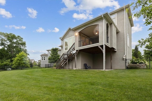 17817 Grandview St, Overland Park, KS 66013 - back of property with stairway and stucco siding