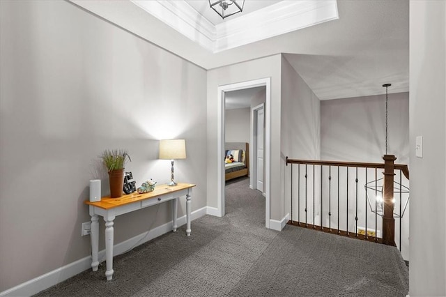 17817 Grandview St, Overland Park, KS 66013 - hallway featuring carpet flooring, baseboards, and an upstairs landing