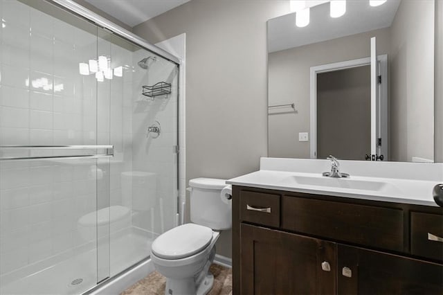 17817 Grandview St, Overland Park, KS 66013 - full bath with toilet, vanity, a shower stall, and baseboards