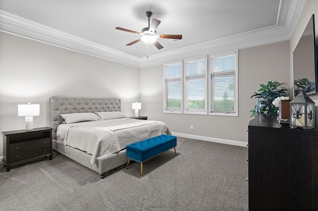 17817 Grandview St, Overland Park, KS 66013 - carpeted bedroom featuring ornamental molding, baseboards, and ceiling fan