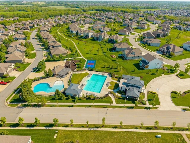 17328 Richards St, Overland Park, KS 66221 - aerial view of residential area featuring a pool area