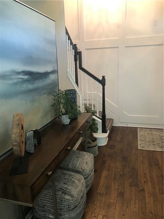 16141 Linden St, Stilwell, KS 66085 - entryway with hardwood / wood-style floors and stairway