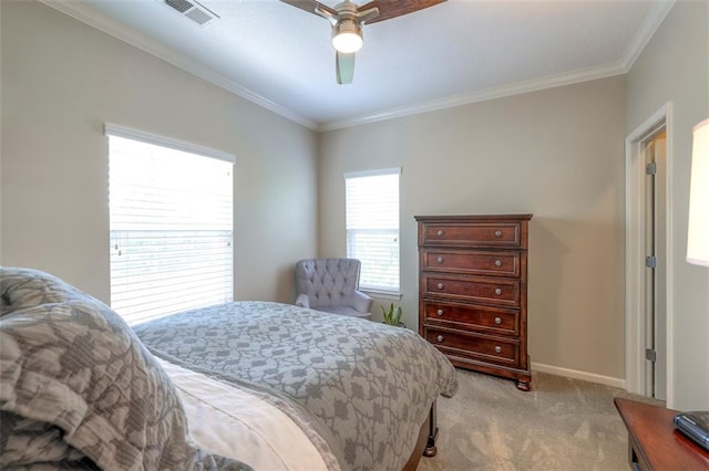 16141 Linden St, Stilwell, KS 66085 - bedroom with light carpet, ornamental molding, baseboards, and a ceiling fan