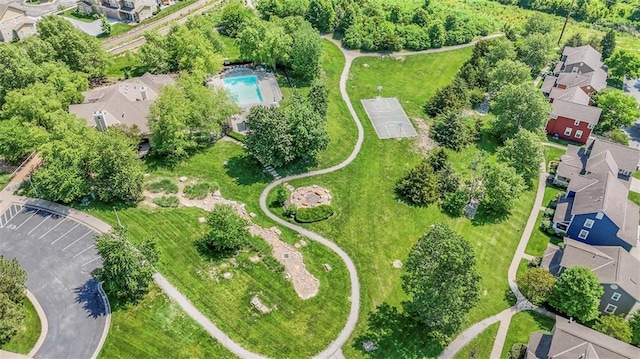 16141 Linden St, Stilwell, KS 66085 - aerial perspective of suburban area featuring a pool