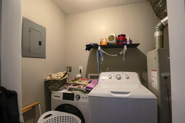 817 S Hardy Ave, Independence, MO 64053 - laundry room featuring electric panel and separate washer and dryer