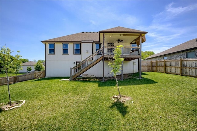 21200 W 47th Ter, Shawnee, KS 66218 - back of house with a ceiling fan, stairway, and a deck