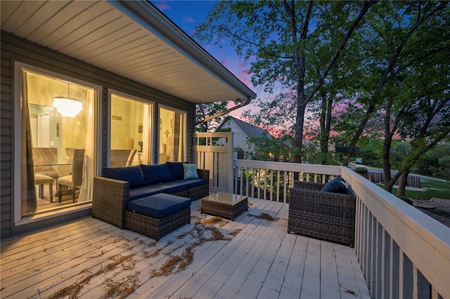 deck featuring an outdoor living space
