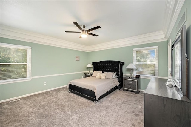 18213 Cliff Dr, Independence, MO 64055 - carpeted bedroom featuring crown molding, baseboards, and ceiling fan