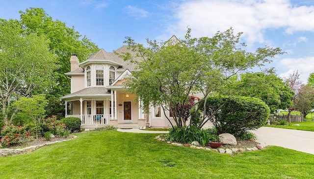 2820 S Victoria Ln, Blue Springs, MO 64015 - victorian house featuring a porch, a chimney, and roof with shingles
