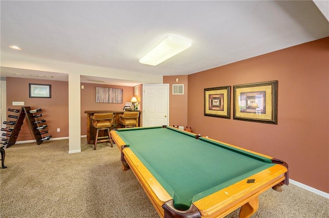 1605 Ridge Rd, Leavenworth, KS 66048 - game room featuring pool table, a dry bar, carpet floors, and baseboards