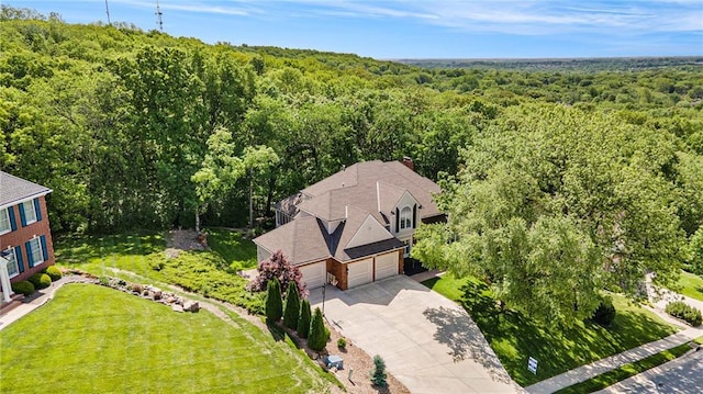 1605 Ridge Rd, Leavenworth, KS 66048 - aerial view of property and surrounding area with a forest