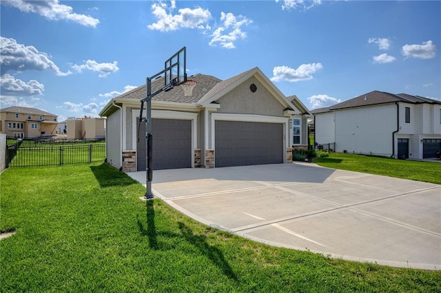 9424 N Belleview Ave, Kansas City, MO 64155 - view of front of house featuring stone siding, an attached garage, concrete driveway, and stucco siding