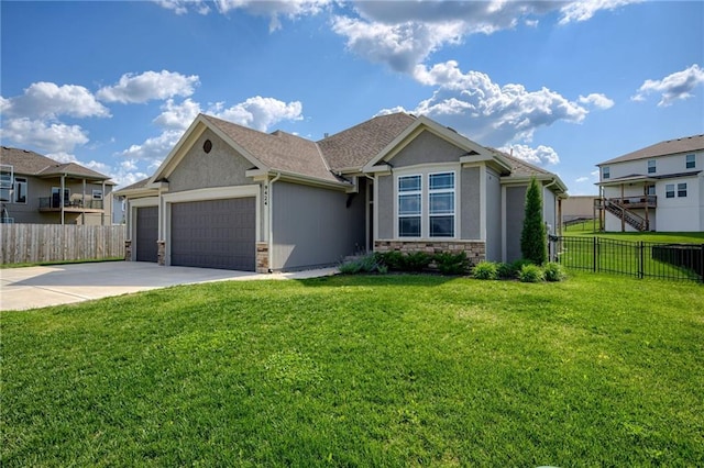 9424 N Belleview Ave, Kansas City, MO 64155 - single story home featuring a garage, stone siding, driveway, and stucco siding