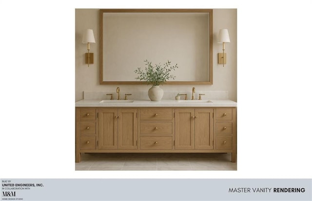 full bathroom featuring double vanity and tile patterned flooring