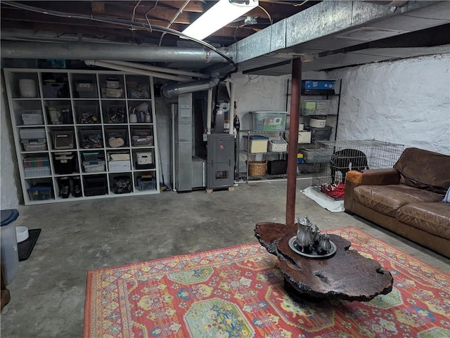 unfinished below grade area with heating unit