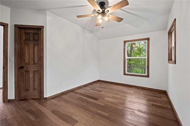13 S Lakeside Cir, Linn Valley, KS 66040 - empty room with wood finished floors, a ceiling fan, and baseboards