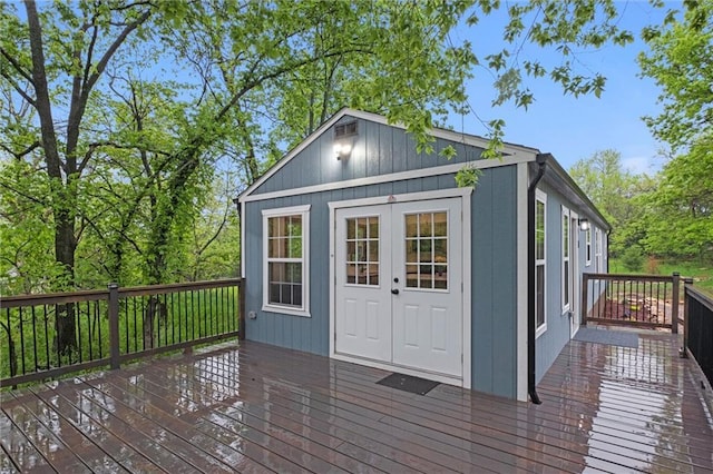13 S Lakeside Cir, Linn Valley, KS 66040 - wooden deck with an outbuilding
