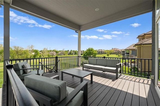 10523 N Dalton Ave, Kansas City, MO 64154 - deck featuring an outdoor hangout area and a residential view