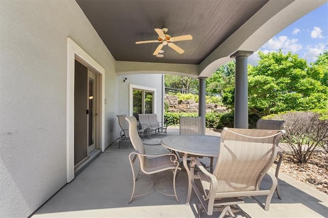 21211 E 34th St S, Independence, MO 64057 - view of patio / terrace with a ceiling fan and outdoor dining space
