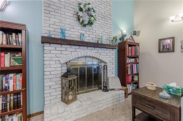 detailed view of a brick fireplace