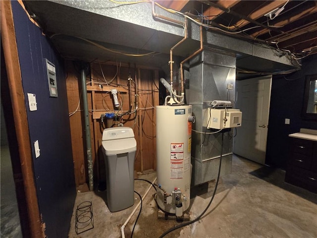 utility room with water heater