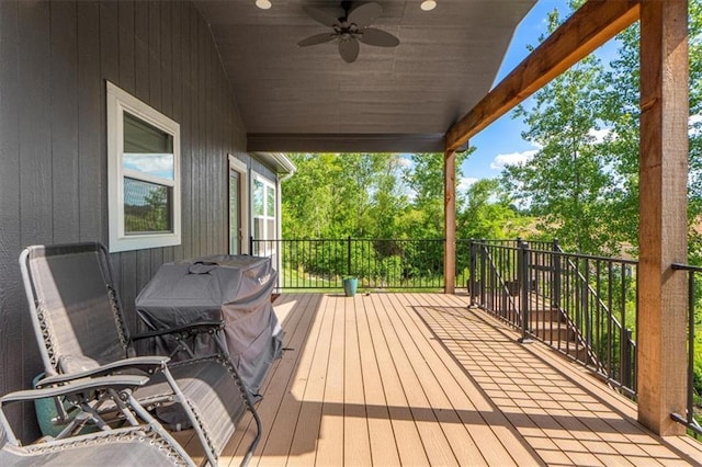 546 N Oakwood Ln, Tonganoxie, KS 66086 - wooden deck with ceiling fan