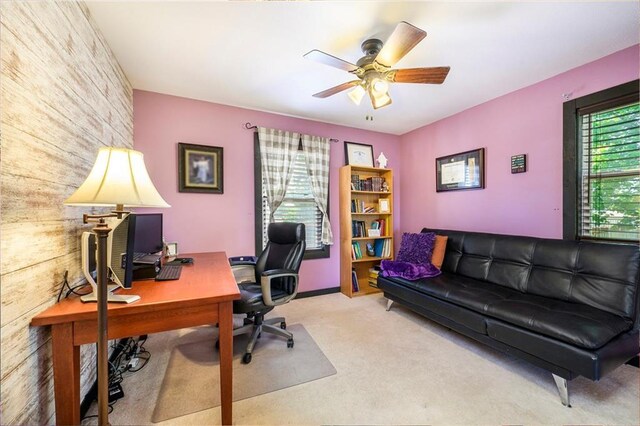 7277 SW Karen Rd, Trimble, MO 64492 - carpeted home office with ceiling fan