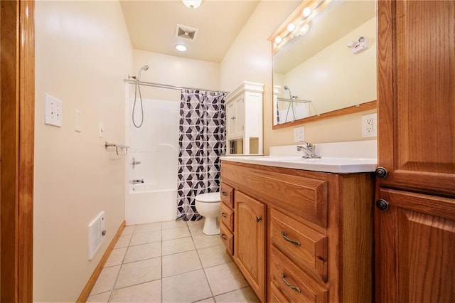 7277 SW Karen Rd, Trimble, MO 64492 - bathroom with toilet, vanity, tile patterned floors, and shower / bath combo