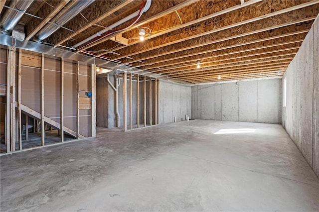 view of unfinished basement