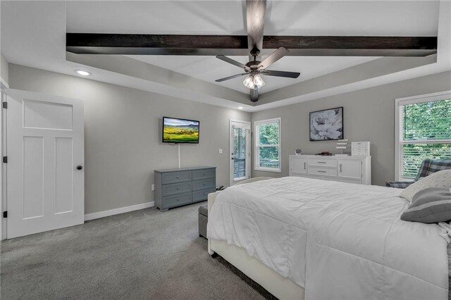 18235 NW 127th St, Platte City, MO 64079 - bedroom with a raised ceiling, carpet flooring, recessed lighting, baseboards, and beam ceiling