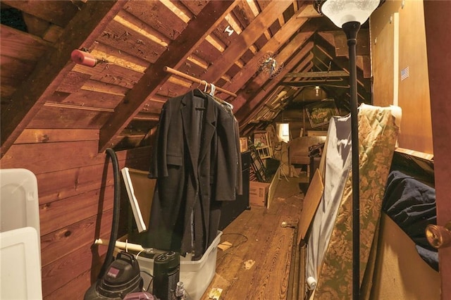 view of unfinished attic