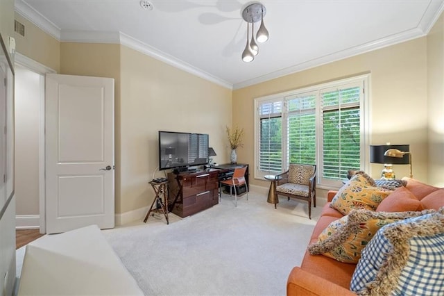 4801 W 133rd St Unit 204, Leawood, KS 66209 - living area with ornamental molding, baseboards, and carpet floors
