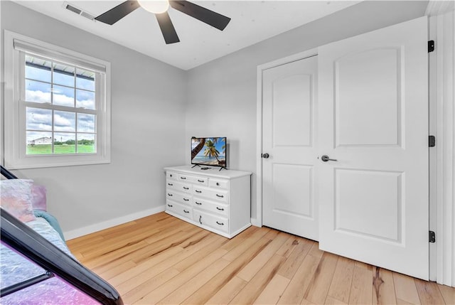 252 SE 23rd Hwy, Knob Noster, MO 65336 - bedroom featuring light wood-style flooring, baseboards, and ceiling fan
