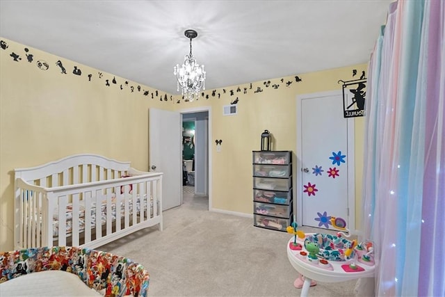 4305 Doctor Greaves Rd, Grandview, MO 64030 - bedroom with carpet, a chandelier, and baseboards