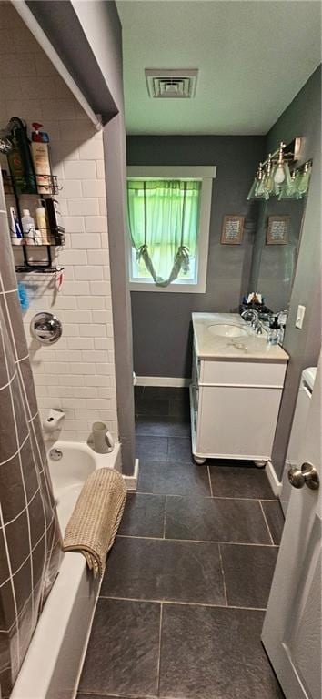 708 S Gay St, Holden, MO 64040 - bathroom featuring vanity, shower / tub combo with curtain, and baseboards