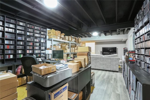 office area with wood finished floors