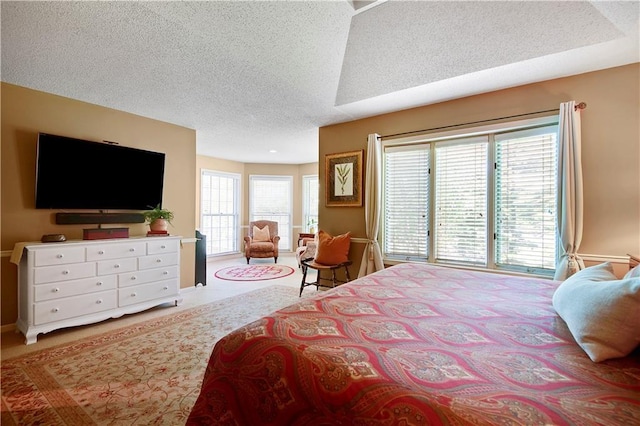 bedroom with a textured ceiling