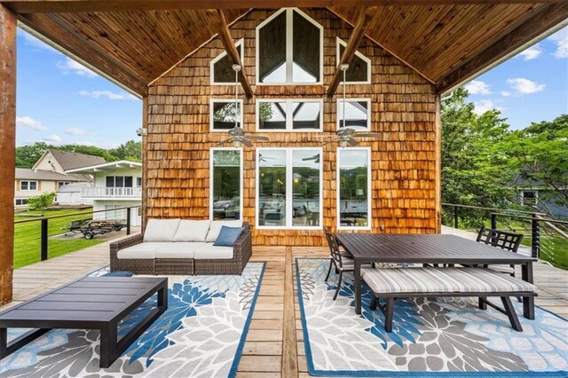 19P Lake Shore Dr, Lake Lotawana, MO 64086 - view of patio / terrace with outdoor lounge area and a deck