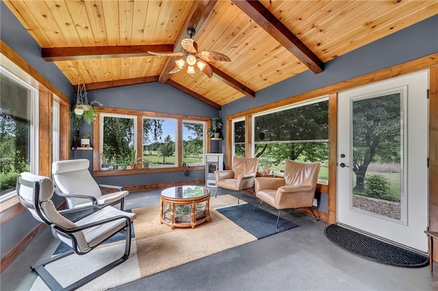11261 238th St, Lawrence, KS 66044 - sunroom featuring concrete flooring and wooden ceiling