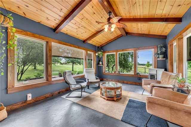 11261 238th St, Lawrence, KS 66044 - sunroom / solarium with finished concrete flooring, wood ceiling, and baseboards