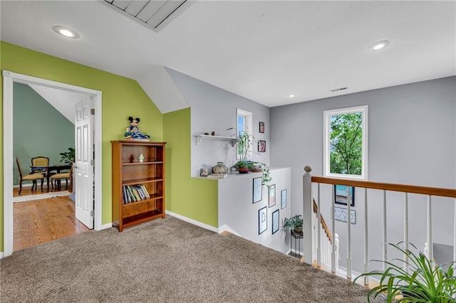 11261 238th St, Lawrence, KS 66044 - hall featuring carpet flooring, baseboards, and recessed lighting