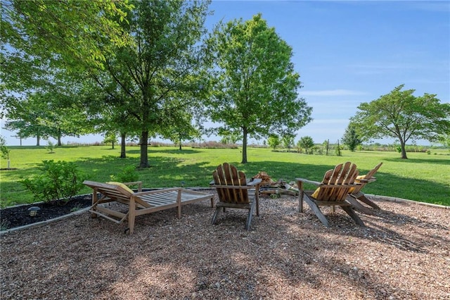 11261 238th St, Lawrence, KS 66044 - view of grassy yard with a fire pit