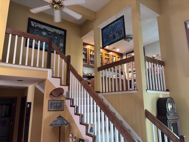 9803 W 121st St, Overland Park, KS 66213 - stairs featuring ceiling fan