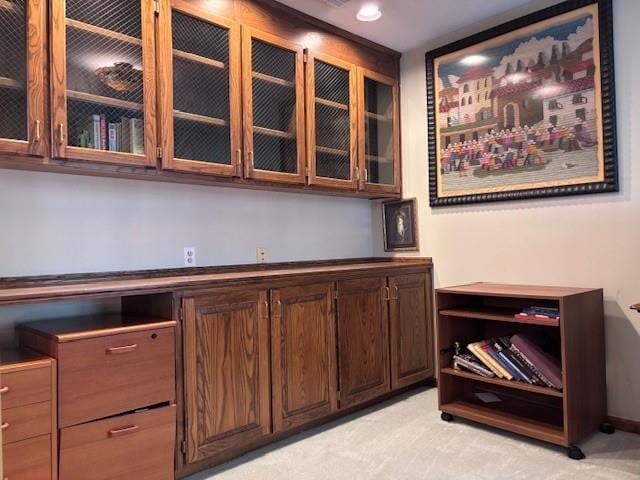 9803 W 121st St, Overland Park, KS 66213 - unfurnished office with light carpet, bar, and recessed lighting