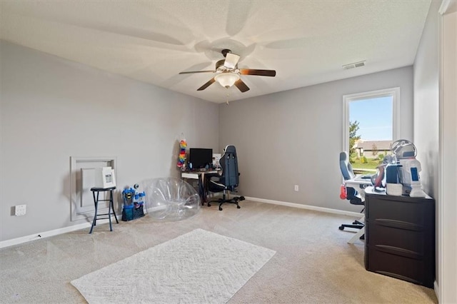 15825 Howe St, Overland Park, KS 66224 - office area with carpet flooring, ceiling fan, and baseboards