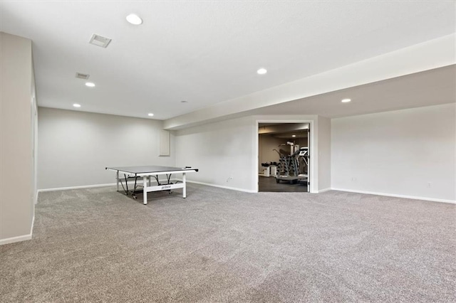 15825 Howe St, Overland Park, KS 66224 - rec room with carpet floors, recessed lighting, and baseboards