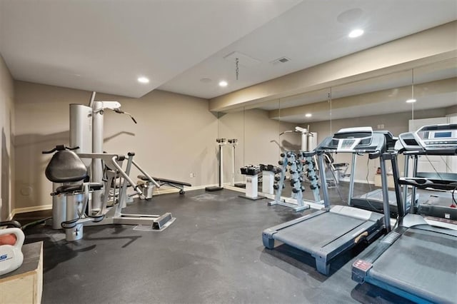 15825 Howe St, Overland Park, KS 66224 - workout area with baseboards and recessed lighting